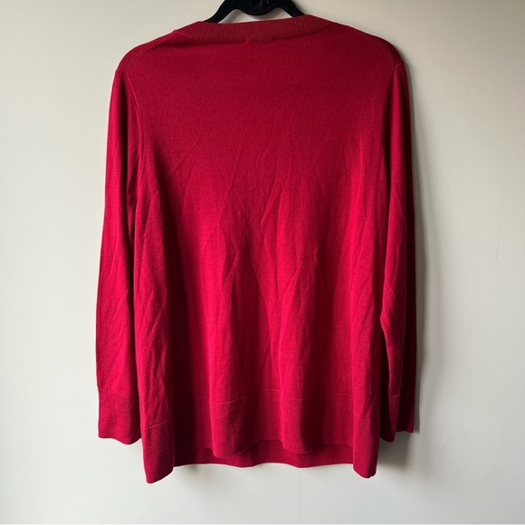 J.Jill 100% Merino Wool High Ribbed-Sleeves Sweater RED size Medium - Picture 9 of 15